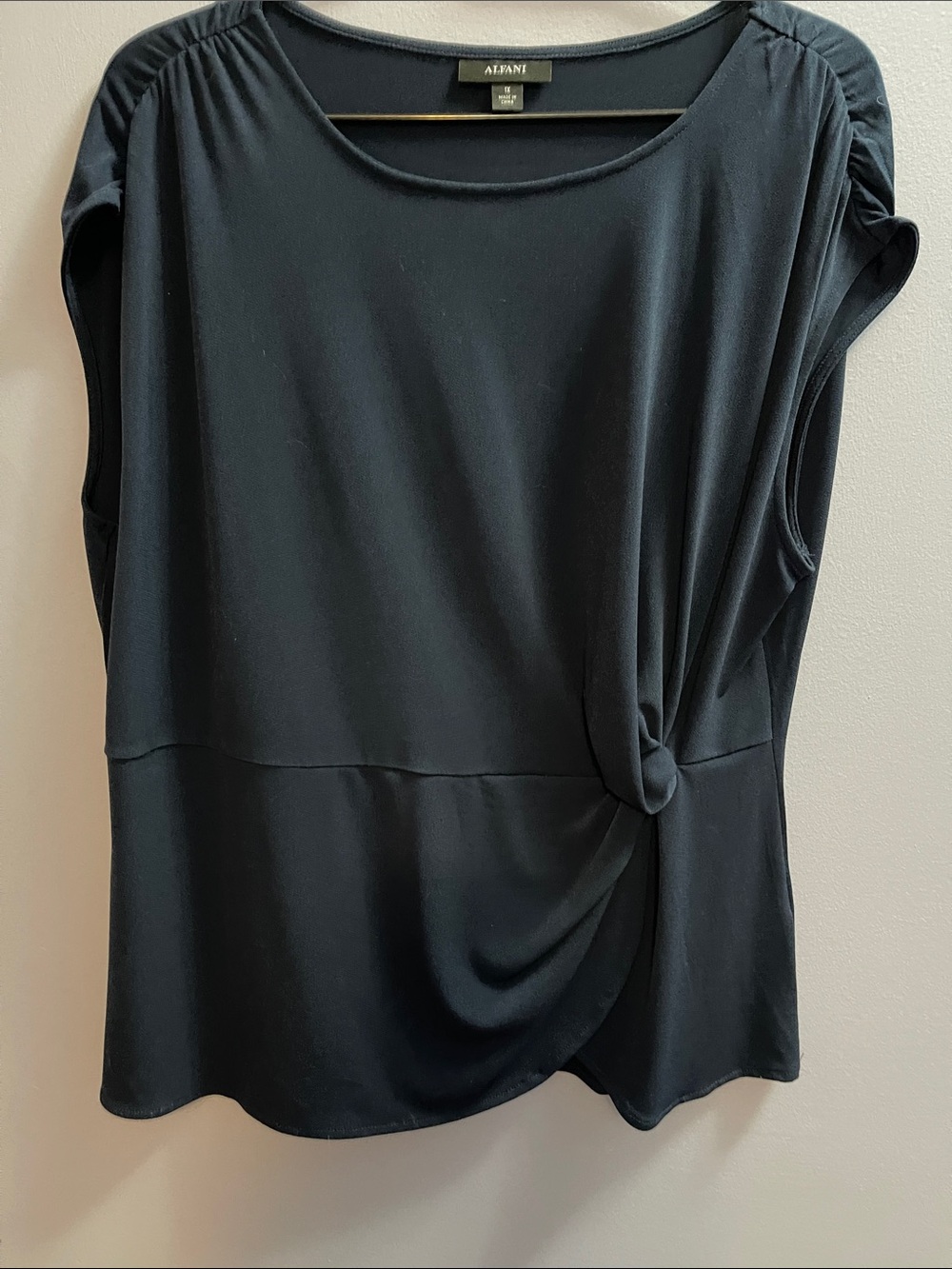Alfani Navy Blue Knot-Detail Sleeveless Blouse